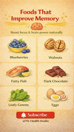 Top 6 Foods to Improve Memory and Concentration | Brain Foods 🧠#healthyfood #healthylifestyle