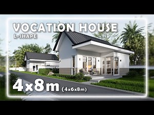 4×8m L-Shape Vacation House | Western Roof Design | Home Tour 🏡 With 2D Layout Floor Plan