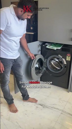 How to Hide Your Washing Machine | KK Modular Kitchen Smart Storage Design