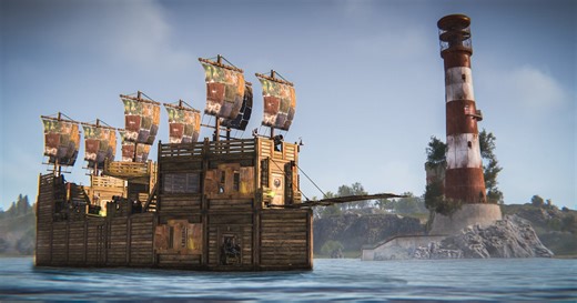 Rust gets rusty boat building, so you can sail in search of ghost ships, floating cities and tropical islands