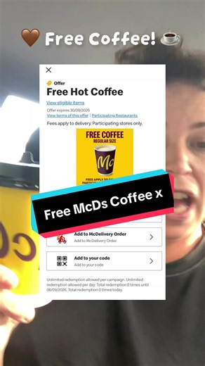 Just Incase you didn’t already know…there’s a free coffee waiting for you in your McDs app 🤎😘 x #mcdonalds #coffee #freebie #moneysaving