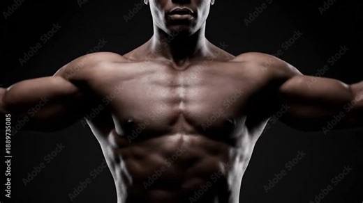 Strong Black Man Upper Body Fitness Human Anatomy