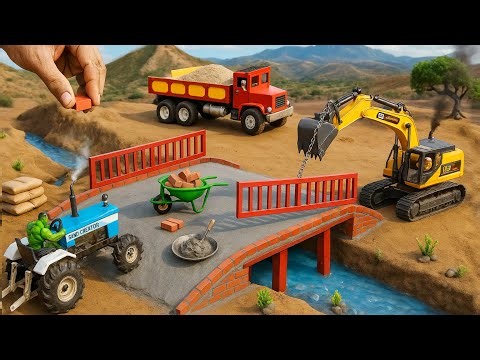 DIY Mini Truck Builds Brick & Metal Railing Bridge | Fun Construction Science Project #4