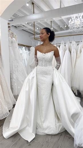 We’re in two-in-one heaven 朗 . . . #weddingdressoverskirt #receptiondress #reception #wedding #weddingday #weddingdress #weddingdressinspiration #couture #coutureweddingdress | Lang's Bridal | Facebook