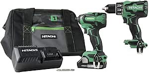 Hitachi KC18DBFL2S 18V Cordless Brushless Lithium Ion Hammer Drill & Impact Driver Combo Kit