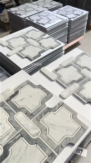 Perfect Patterns: 🖤🤍 Interlocking Geometric Marble Mosaic