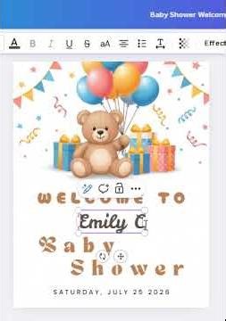 Demo video for editing baby shower welcome sign template Teddy Bear theme in Canva