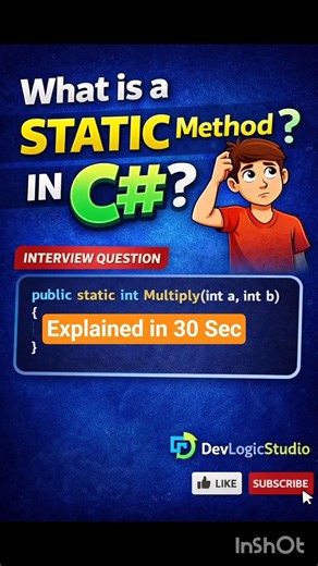 Static Method in C# Explained (With Example) #shorts