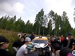 Neste Rally Finland: Excited fans get car on track after crash