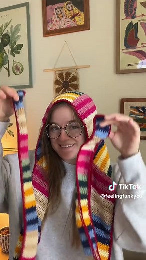 Colorful Crochet Scoodie Made with Scrap Yarn