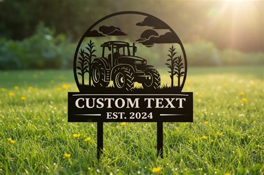 Personalized Farm Sign, Custom Tractor Yard Sign, Rustic Country Garden Decor, Outdoor Metal Lawn Sign, Housewarming Gift - Etsy