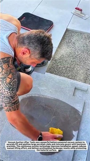 Vacuum Suction Lifter Tools Install 1200×600mm Porcelain Slabs with Battery Powered Vacuum System