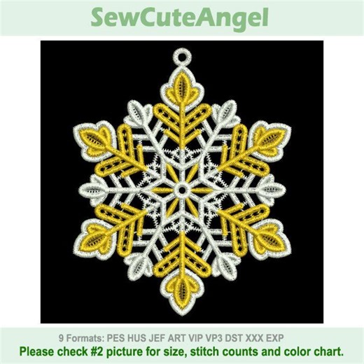 FSL Snowflake - Free Standing Lace Machine Embroidery Designs Instant Download 5x5 Hoop SCA1265-004 - Etsy