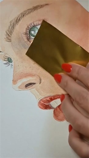 adding gold leaf to watercolor