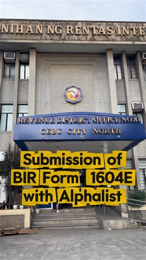 📢 REMINDER TO ALL EMPLOYERS! Don’t forget to submit your BIR Form 1604E together with the Alphalist of Payees on or before the deadline. ✔️ Ensure all details are complete and accurate ✔️ Use the prescribed BIR format for the Alphalist ✔️ Submit to your concerned RDO BIR Form 1604E with the Alphalist of Payees shall be submitted ONLINE ONLY 💻 No need for manual “Received” stamp Avoid penalties — file and submit on time! | BIR Revenue District Office 081 - Cebu City North