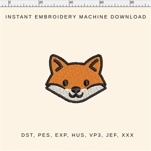 Fox Face Mini Embroidery Design – Machine Stitch File (digital Download) - Etsy