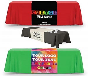 Custom Table Runner with Business Logo Text Multiple Sizes Personalized Logo Table Runner for Business Vendors Custom Craft Show (24x48 Inch Recommend for 6ft Table)