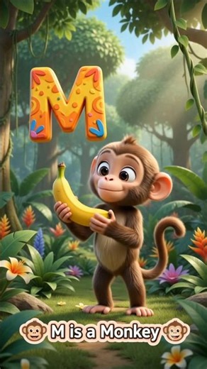 🐵 M is for Monkey | ABC Animals Song for Kids | Learn Letter M | KG Kids