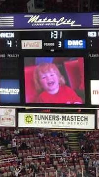 Red Wings Hockey! Little man steals the show and the crowd goes wild!!!
