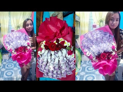 HOW TO MAKE SIMPLE MONEY BOUQUET WITH ₱10,000 HUNDRED BILLS AND RED ROSES