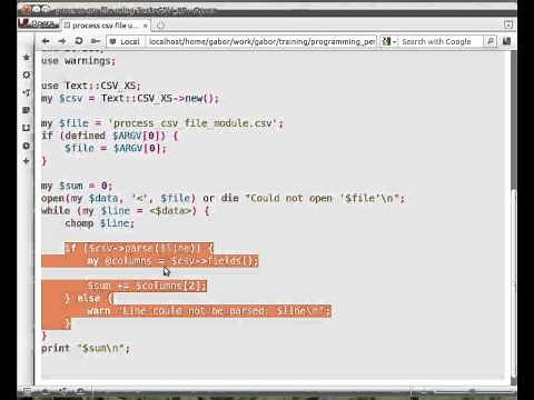 Beginner Perl Maven tutorial: 4.18 -Process CSV file using Text::CSV_XS
