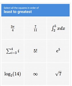 Select all the squares in order of least to greatest: