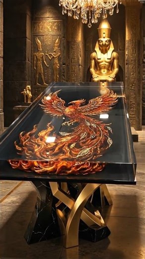 Watch This Phoenix Table Rise From Flames #diy #epoxy #epoxyfloor #shorts #interiordesign #resinart