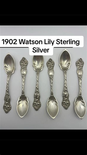 Silverware used to be sculpture. This set of six Watson Lily sterling silver teaspoons features one of the most beautiful floral patterns of the Art Nouveau era. The Lily pattern was introduced in 1902, and every handle is covered in raised botanical detail. Available now from Relic & Archive on eBay. #SterlingSilver #AntiqueSilver #ArtNouveau #VintageHome #RelicAndArchive