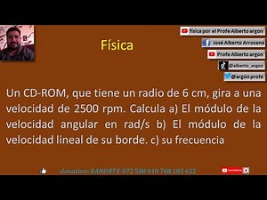 Un CD ROM, que tiene un radio de 6 cm, gira a una velocidad de 2500 rpm Calcula