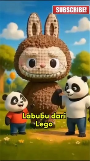 panda lucu, ada labubu dari Lego #shortvideo #animasulucu #kartunpanda #komedi