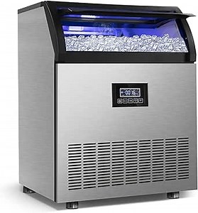 Commercial Ice Maker Machine 360LBS/24H with 77LBS Large Ice Storage Bin, 126Pcs Clear Ice Cubes in 11Mins, Stainless Steel Under Counter Industrial Ice Machine for Bar, Restaurant Business