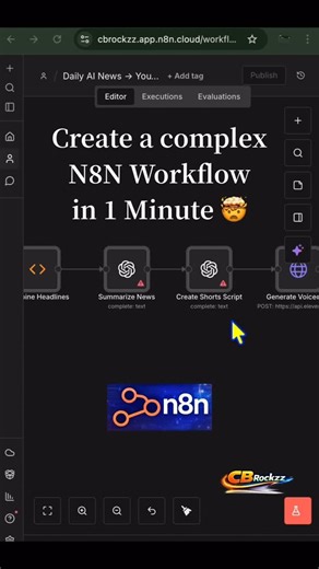 Cbrockzz AI | Create a complex n8n workflow in under 1 minute 🤯 Just import the JSON file and automate like a pro ⚡ No coding. No confusion. Pure... | Instagram
