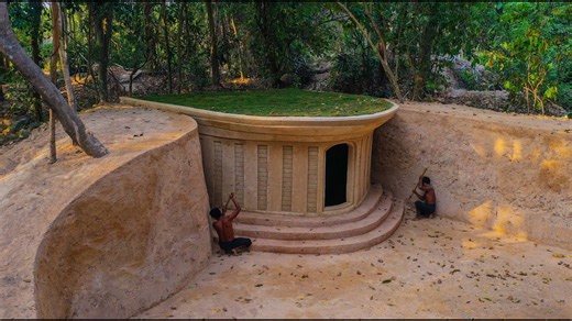 14 days to build a stunning hobbit villa with underground room