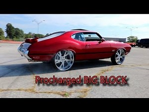 WhipAddict: Kandy Red Procharged Big Block 72' Oldsmobile Cutlass 442 on Forgiato 26s Smashin'!