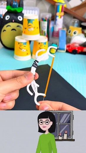 Paper Craft Ideas on Instagram: "Create a mini bow and arrow using dental floss and rubber bands. Start by cutting four pieces of dental floss and three rubber bands. Thread one set of floss from the bottom up, and the other from top to bottom, overlapping in the center. Secure the rubber band at the middle. Bend the floss to form the bow, then fix a rubber band on one side. #craft #DIY"