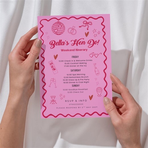 Hen Do Itinerary Template, Bachelorette Weekend Schedule (digital Download) - Etsy
