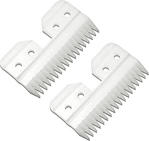 18 Teeth Ceramic Blade Compatible with Oster Fast Feed Clippers Replacement Blades for A5 Grooming Cutter Series, fit for Wahl KM Series, fit for Andis Blade Parts (3FC, 4FC, 5FC, 7FC, #9, #10), White