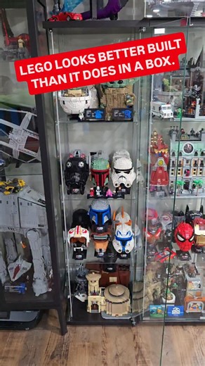 I think most Lego fans would agree that Lego looks better built than it does in a box! If you've got that Lego set in your backlog that you have wanted to build for a long time, do it! This Lego display case is the Ikea Detolf (discontinued). I have a lot of my Lego Star Wars helmet sets in this case! Follow me to support me. UNBIASED and HONEST Lego opinions. AFOL #legoroom #trendingaudio #LEGOStarWars #legodisplay #StarWars | Big Zach's House