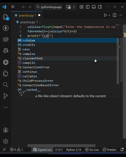 07 Python Program to convert Celsius to Fahrenheit #coding #programming #python #correctcoding