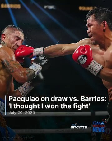 The fight between Manny Pacquiao and Mario Barrios may have ended in a draw, but for boxing's eight-division champ, he thought he did enough to win the match. Asked about his reaction from the result, which favored the defending WBC welterweight champion Barrios who retained his title, Pacquiao tipped his hat to his opponent, who gave him a tough challenge. "I thought I won the fight. It's a close fight... but it's a wonderful fight," said Pacquiao. READ: https://www.gmanetwork.com/news/sports/b