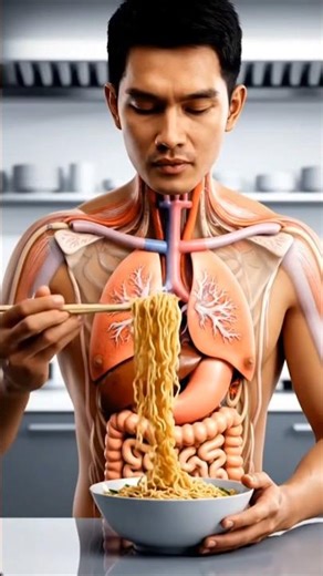 Human Anatomy While Eating Fried Noodles"#humanbody #3danimation