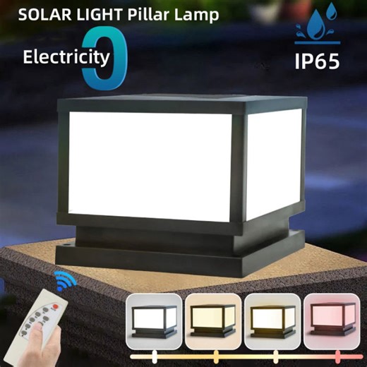 LED Solar Lights Outdoors Waterproof Solar Column Light Classical style Timed with Remote Control LED Light for Garden Patio | Lazada PH