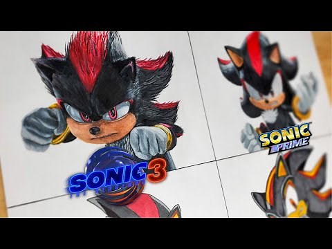 Drawing SHADOW The Hedgehog in 4 Different Styles | Sonic The Hedgehog
