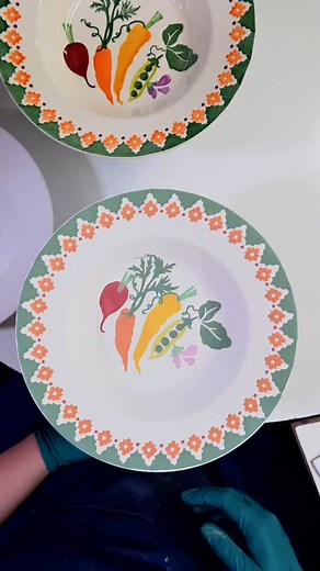 Carrots & Beets! 🫜 So very clearly EB having fun with favourite themes… Emma has always loved designs incorporating vegetables - even including potatoes in some fairly rare ancient pieces from the early days! | Emma Bridgewater