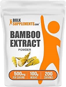 BulkSupplements.com Bamboo Extract Powder - Silica Supplements, Bamboo Supplement - Herbal & Gluten Free, 500mg per Serving, 100g (3.5 oz) (Pack of 1)