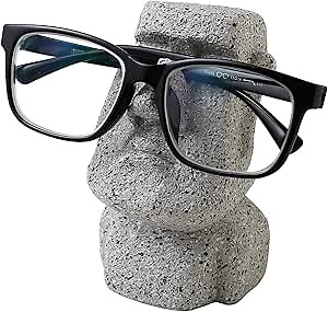 Funny Spectacle Holder Sunglasses Display Stand Eyewear Holder Resurrection Island Statue Shaped Stand for Office Desk Home Decor Gifts （Portrait stone）