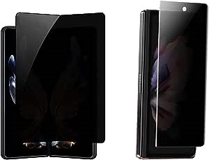 2 Pack Compatible with Galaxy Z Fold 3 Privacy Screen Protector, Anti-peep 1PCS Outside Screen Protector +1PCS Inside Screen Protector Soft Film Scratch Resistant for Samsung Galaxy Z Fold 3 5G