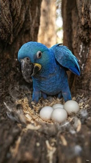 Female Hyacinth Macaw Lays Her Eggs 🦜🥚 #macow #fyp #shorts