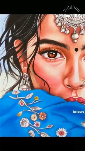 A portrait filled with elegance, mystery and patience 💙 #artshorts #drawingvideo #bairan #trending