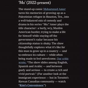 Thank you @nytimes for the “MO” love - 50 Best Shows On Netflix Right Now 💪🏽 @a24 @netflix | Mo Amer